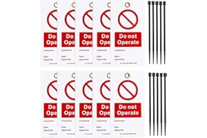 LIVE LIFE BETTER LIVELIFEBETTER® Do Not Operate Tags – Set of 10 with Cable Ties, Loto Lockout & Isolation Warning - Durable Polypropylene (PP) Tags
