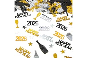 KVGBNT Konfetti Silvester, Silvester Deko, 1000 Stück Deko 2026 Party Set in Gold, Silber und Schwarz, Geeignet für Tischdeko Neujahr Karneval Party Karneval Party