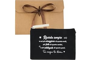 BETESSIN Borsa Amicizia Mini Pochette Buste Kraft Scritta Ricorda sempre Tu sei più coraggiosa Regalo Amica Compleanno Laurea Natale Pensione Donna Borsa Trucchi Costumi