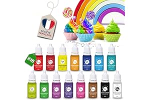 AVIDA · ZEN Colorant Alimentaire Liquide Concentré [ 15 Coloris – 100% Comestible ] Peinture Alimentaire pour Pâtisserie, décor gâteau, crèmes, macarons, pâte à sucre, slime (Liquide)