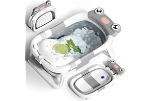 COOSEYA Foldable Baby Bath Tub for Newborn, Collapsible Baby Bathtub with Soft Support Cushion (0-18Months), Baby Shower for Infant to Toddler Gift, Travel Outdoor Design (Grey)