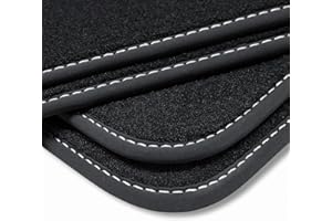 teileplus24 V331 Velours Fußmatten kompatibel mit Seat Leon 3 5F 5-Türer ST Kombi 2012-2020 Trittschutz Fahrermatte, Naht:Silber