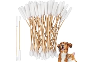 KMKANPO 50 Piezas 15cm Hisopos De Algodón para Mascotas,Limpiador de oídos para Perros,Animal Bastoncillos Limpiadores de Algodón para los Oídos,para Perros,Gatos,Mascotas