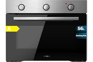Cecotec Horno Integrable 45cm Alto Convencional Bolero Hexa C134500 Inox A. 2600W, 56L de Capacidad, Bajo Consumo, 4 Funciones, Temporizador, Limpieza de Vapor, Cocción de Vapor
