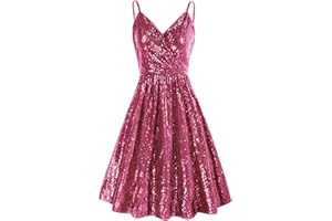 GRACE KARIN Femme Robe Cocktail sans Manches Col en V Cache Coeur A-Line Evasée Chic et Elegante