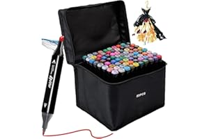 ‎KEBUYE Kebuye ebuye Alkohol Marker Set, Alcohol Twin Marker 80 Farben, Meißel & Feine Verdoppelt Spitzt Alkohol Permanenter Marker Stifte für Manga, Design, Malerei, Zeichnung