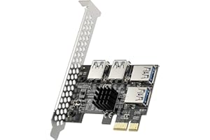 YUNKOZAND Tarjeta elevadora adaptadora PCIE 1 a 4, Tarjeta elevadora PCIE Splitter 1 a 4, Tarjeta elevadora PCIE 1x a 4 USB, multiplicador de Adaptador USB 3.0 para BTC Bitcoin Miner Device Ethereum Mining