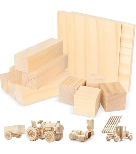 12 Blocs De Bois De Tilleul à Sculpter - 10x2,5x2,5cm - Parfaits Pour Débutants