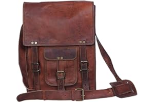 Komal's Passion Leather 11 Inch Sturdy Leather Messenger Satchel Bag (Brown)