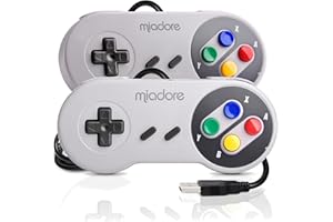 miadore 2X USB Controller für SNES NES Spiele, klassischer Retro USB Gamepad Joystick für Windows PC MAC und Raspberry Pi System