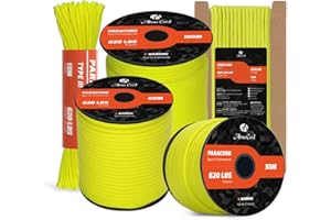 Abma Cord Paracord 4mm 9 Hebras 30m Cuerda de Nylon Cuerda Paracord Tipo III 620lbs - MAX. 280 kg - Amarillo Neón