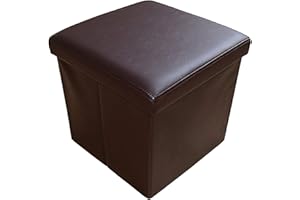 ‎STYLE HOME Style home Sitzhocker mit Stauraum, Faltbare Sitzbank, Sitztruhe aus Kunstleder, gepolstert Sitzwürfel Fußhocker Aufbewahrungsbox mit Deckel, für Wohnzimmer Schlafzimmer, 38 * 38 * 38 cm (Braun)