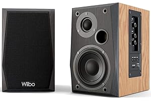 WIIBO ACOUSTICS Wiibo Neo 50 Black - Altavoces Activo y Pasivo Profesionales - Potencia de 50W - Altavoz con Bluetooth - Conexión USB/SD - Sistema Bass Reflex - Mando a Distancia Incluido - Color Marrón