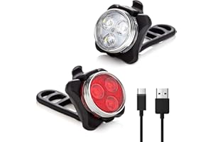YARRIE LED Licht Wiederaufladbares 2er Set, Helles Licht, Kompakt und Wasserdicht, Langlebiger Akku, LED Lampe Set für Außenbereich, kann auch als Kinderwagen Licht/Rucksack Licht (Black)