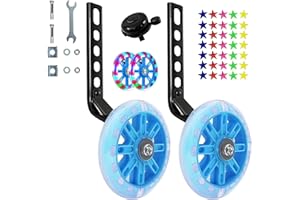 doepeBAE Stabilisateurs de vélo pour Enfants,Roues d'entraînement Flash pour vélo,Roues d'Entraînement Réglables pour Enfants, Aident Les Débutants à Pratiquer l'Équitation (Bleu)