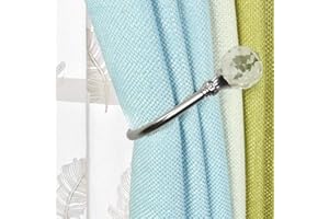 ALEENFOON 2 PCS Crystal Curtain Tieback Hooks U Style Metal TieBacks for Curtains Modern Design Tiebacks for Voiles Curtain Holdback (Silver)