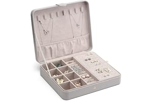 Vlando Scatola Portagioie per Donna, Cofantetto Portagioie Grande in Pelle PU per Collana e per Orecchini Bracciali Anelli Orologi, Idee Regalo (Grigio)