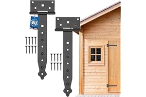 KOTARBAU® 2 Stück Kreuzgehänge Schwarz 250 mm Ladenband Scharnier Schwarz Band Türscharnier Aussen Tor Scharniere Torbänder Torscharnier Baubeschlag Gartentorband Pulverbeschichtet