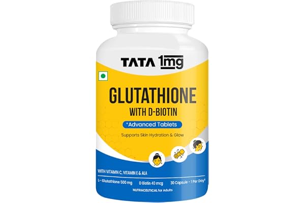 1MG Tata Glutathione Advanced Capsule with Vitamin C,E, Biotin & Grape Seed Extract,For Skin Glow,Hydration & Radiance, Pack of 30 Tablets