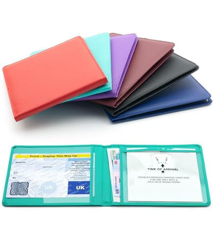 Portabadge Blu Per Disabili In Vera Pelle Colore Antracite - Con Timer E Protezione Ologramma - Regalo - 4