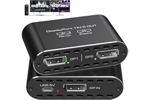 JCYMELE Dual 4K@120Hz Extended Displayport to 2 DP Adattatore di Display Splitter per Due Monitor 1 in 2 Out Support MST & SST Mode per PC Laptop Computer Scheda Grafica