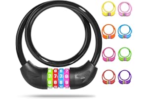 SPGOOD Candado de Bicicleta con Números para Niños(10 x 650MM),Candado de Cable Antirrobo de Combinación de Códigos,Candado de Bicicleta de Combinación para Niñas Niños(Negro)