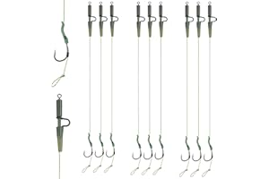 SHADDOCK Carp Fishing Hair Rigs Pre-rigged Rig Set Up Kit Anti Tangle Leaders Safety Clips Set Fishing Tackle Accessories for Carp Helicopter Chod Rigs, 18pcs/pack