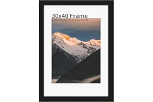 UHOUSEST 30x40 cm Frame, Photo Frames for 30x40 cm Pictures, Black Wood Photo Frames with Mat and Plexiglass for Table Top and Wall Mounting, Poster Frame with Elegant Classic Design