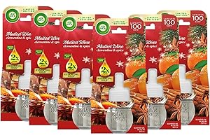 AIRWICK Air Wick Plug in Diffuser Refill, Mulled Wine, Pack 6 x 19ml, Long Lasting Fragrance, Lasts up to 600 Days, Plug in Air freshener