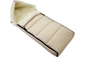 BAMBINIWELT BY RAFAEL K. BAMBINIWELT uniwersalny zimowy śpiworek (108 cm), nadaje się również do fotelików dziecięcych, wózków dziecięcych, buggy, z wełny UNI (beżowa linia)