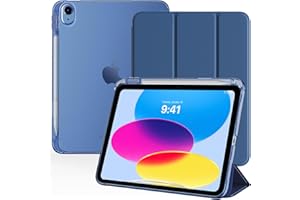 TiMOVO Cover per iPad 11 Generazione A16 11 Pollici 2025/iPad 10 Generazione 10,9 Pollici 2022 con Portapenne, Custodia con Supporto Retro Traslucido, Auto Sveglia/Sonno, Grigio Blu
