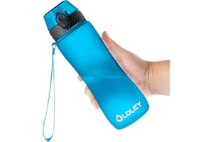 OLDLEY 750ml/25oz Water Bottles with Straw BPA Free Tritan Water Bottles for Gym School Sports Travel Leakproof Time Markings Drink Bottles Reusable Hydrate for Adult Kids Women Men(Blue, 1 Lid)