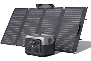 EcoFlow RIVER 2 Max Solar Generator 512Wh Long-life LFP Portable Power Station & 160W Solar Panel for Camping & RVs 100% Charged in 60m with 3000+ Cycles & Up to 1000W Output (Renewed)