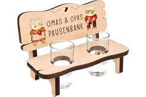 Spruchreif · Schnapsbank mit Gravur · Schnapslatte mit 2 Gläsern · Geschenke für Großeltern · Pausenbank für Oma und Opa · Geschenk Großeltern