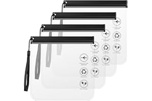 Zeawavsl Sac Culturel Transparent, Lot De 4 Sac De Liquide d'avion, 20 X 20 CM, Certifié TSA, éTanche Et RéSistant Aux Fuites, avec des PoignéEs, Accessoires De Voyage pour Les Bagages à Main (4)