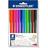 STAEDTLER 43235MBP10 Medium Rainbow Ballpoint Pens, Assorted Colours, Pack of 10