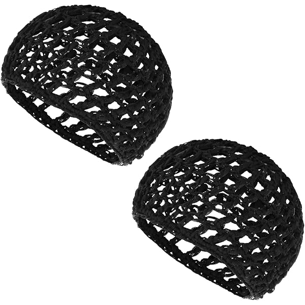 Tubi Mesh Crochet Hairnet Knitted Hat Thick Short Women Hairnet Wrap Doobie Snoods Cover Ornament for Sleeping (Black