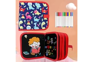 SMYIDEL Portable Erasable Doodle Pad - Erasable Paper for Children - Portable, Handwritten, Erasable, Graffiti Painting - 12 Colourful, Erasable Pens - 14 Pages
