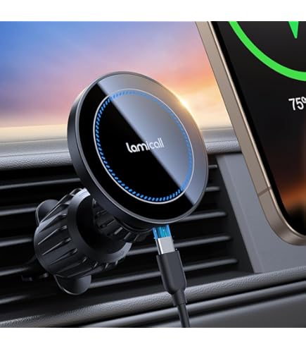 Rocoren Caricatore Wireless Auto Magnetico 15W - Supporto Magsafe Per IPhone, Ricarica Veloce Con Luci RGB | Regalo Ideale - Foto 6