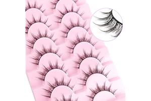 Parriparri Pestañas Postizas Naturales 7 Pares Pestañas Postizas Manga Lashes Wispy Spiky Lashes Natural Look Anime Eyelashes for Cosplay