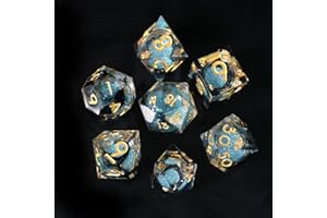 ELIFEL DND Zestaw kości Ruchome piaski, żywica Sharp Edge, kości D&D, 7 szt., ręcznie robione kości do wielościennych lochów i smoków, MTG, RPG, Ttrpg, Pathfinder, RPG, D20, D12, D10, D8, D6, D4, kości z