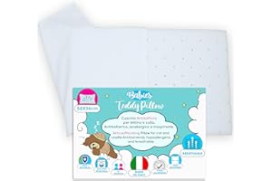 4BABIES - Oreiller Enfant, Coussin bébé idéal pour Berceau et lit, Housse Amovible avec taie d'oreiller 100% Coton - Made in Italy - Certifié OEKO-TEX® - Oreiller Bebe Berceau Anti-suffocation