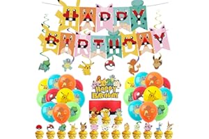 SENIDEA Cartoon Birthday Party Decorations Supplies Happy Birthday Banner Cartoon Balloons Cake Toppers for Kids Birthday