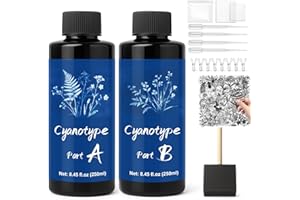 WAN2TLK Kit cianotipo, kit per stampa solare per progetti fotografici su carta e tessuto, 2 componenti soluzione cianotipo sensibilizzante set per progetti fai da te