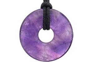 Lebensquelle Plus Donut de piedras preciosas, 30 mm, cinta de algodón + tarjeta, collar con colgante de piedra natural, incluye cinta, 30 mm, Acero inoxidable, Varios