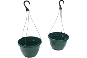 Kingston Tools 2-Pack Hanging Baskets Recycled Plastic Eco-Friendly 50cm Height Green Made in the UK Outdoors or Indoors Plants and Flowers