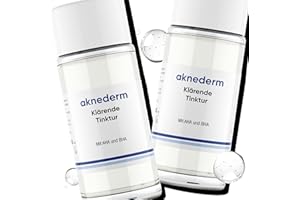 ‎AKNEDERM aknederm Tinktur 2x 50ml - mit Lactic Acid/Milchsäure (AHA) und Salizylsäure (BHA) - sanfte porentiefen Hautreinigung und Desinfektion - Zink Gesichtswasser für trockene/sensible & unreine Haut