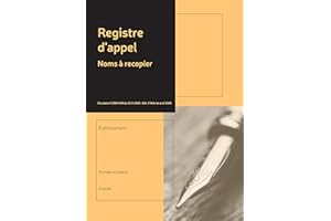 Le Dauphin - Réf. 53937D - 1 Registre annuel d'appel journalier - Dimensions 29,7 x 21 cm - 40 noms d'élèves à recopier sur 12 mois du 1er août-31 juillet - 24 pages - couverture couleur noire/orange