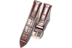 BINLUN Quick Release Leather Watch Straps Replacement Watch Bands Smart Watch Strap Crocodile Pattern in 10 Colors 13 Sizes with Silver/Rose/Rose-Gold Buckle for Men Women(12mm-24mm)