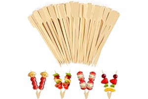 XISHOYEN 300 Pièces Pique Brochette Bois, 12CM Brochettes en Bambou pour Barbecue, Pic Brochette Bois pour Cocktails, Burger, Fruits, Pique Aperitif, Grillades, Sandwichs
